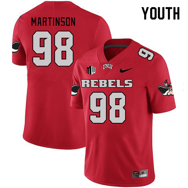 Youth #98 Tatuo Martinson UNLV Rebels 2023 College Football Jerseys Stitched-Scarlet